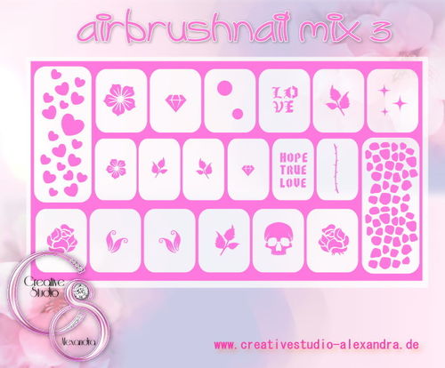 Airbrush Schablone NAIL MIX 3 :001