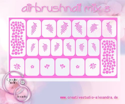 Airbrush Schablone NAIL MIX 3 :007
