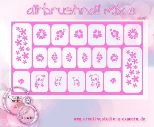 Airbrush Schablone NAIL MIX 3 :009