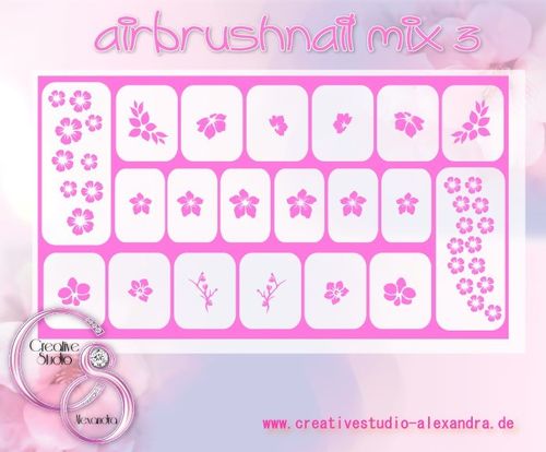 Airbrush Schablone NAIL MIX 3 :008